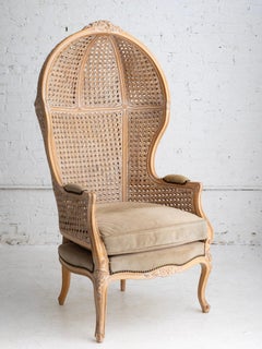 French Country Louis XV Style Double Cane Canopy Porter Chair