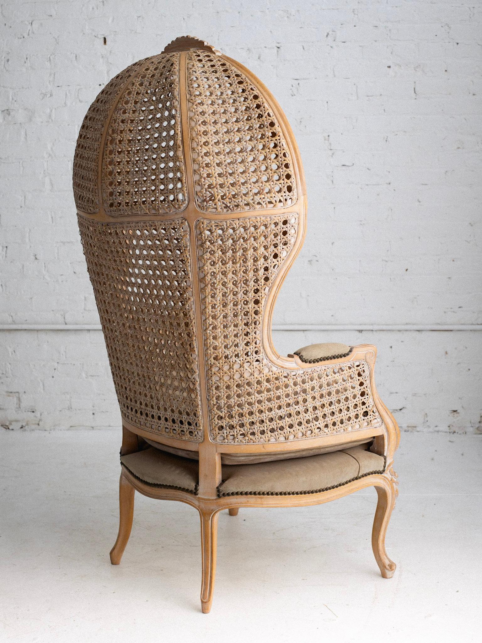 French Country Louis XV Style Double Cane Canopy Porter Chair For Sale 3