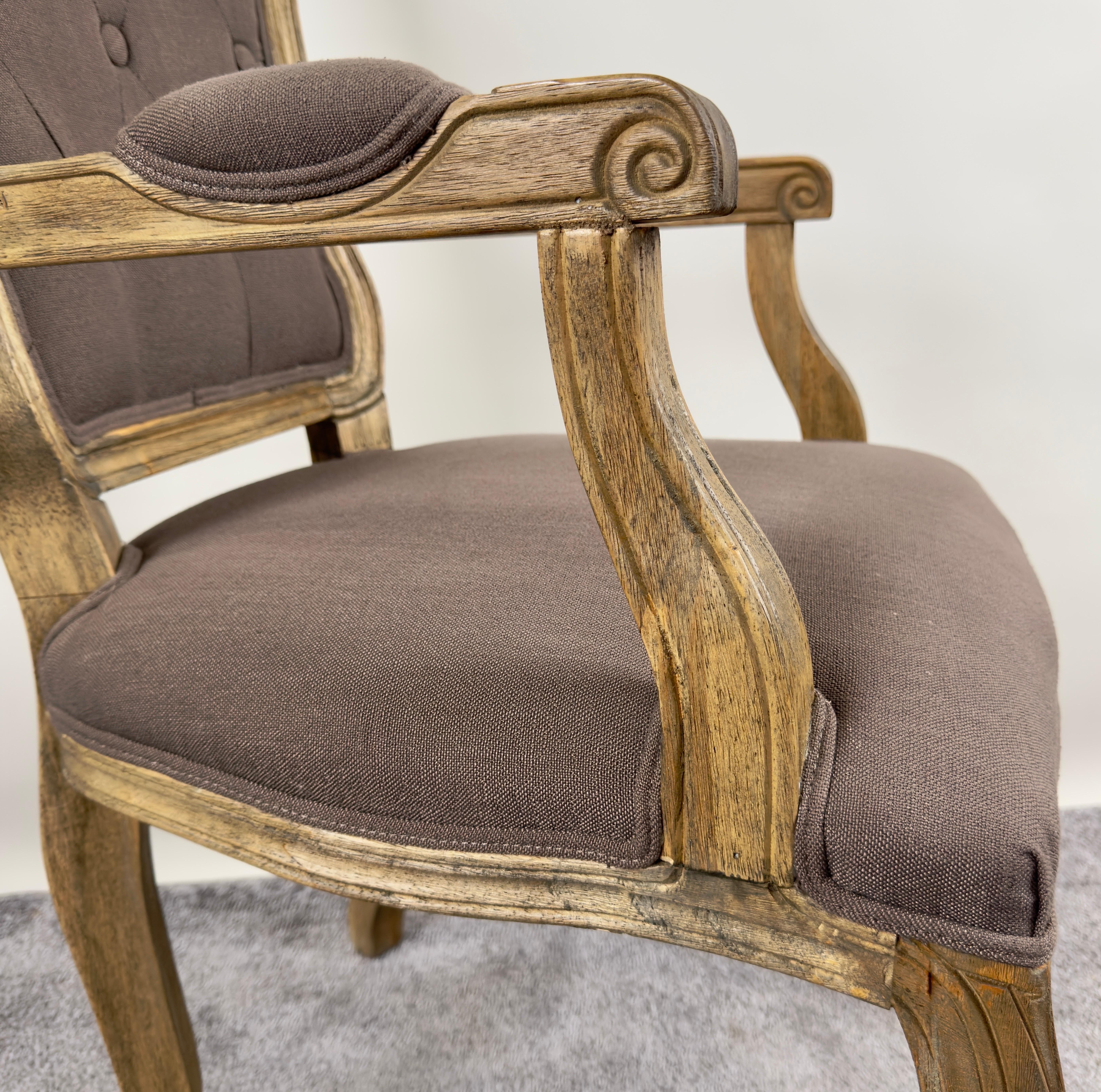 French Country Louis XV Style Lavender Grey Upholstery Bergere Chair, a Pair For Sale 6