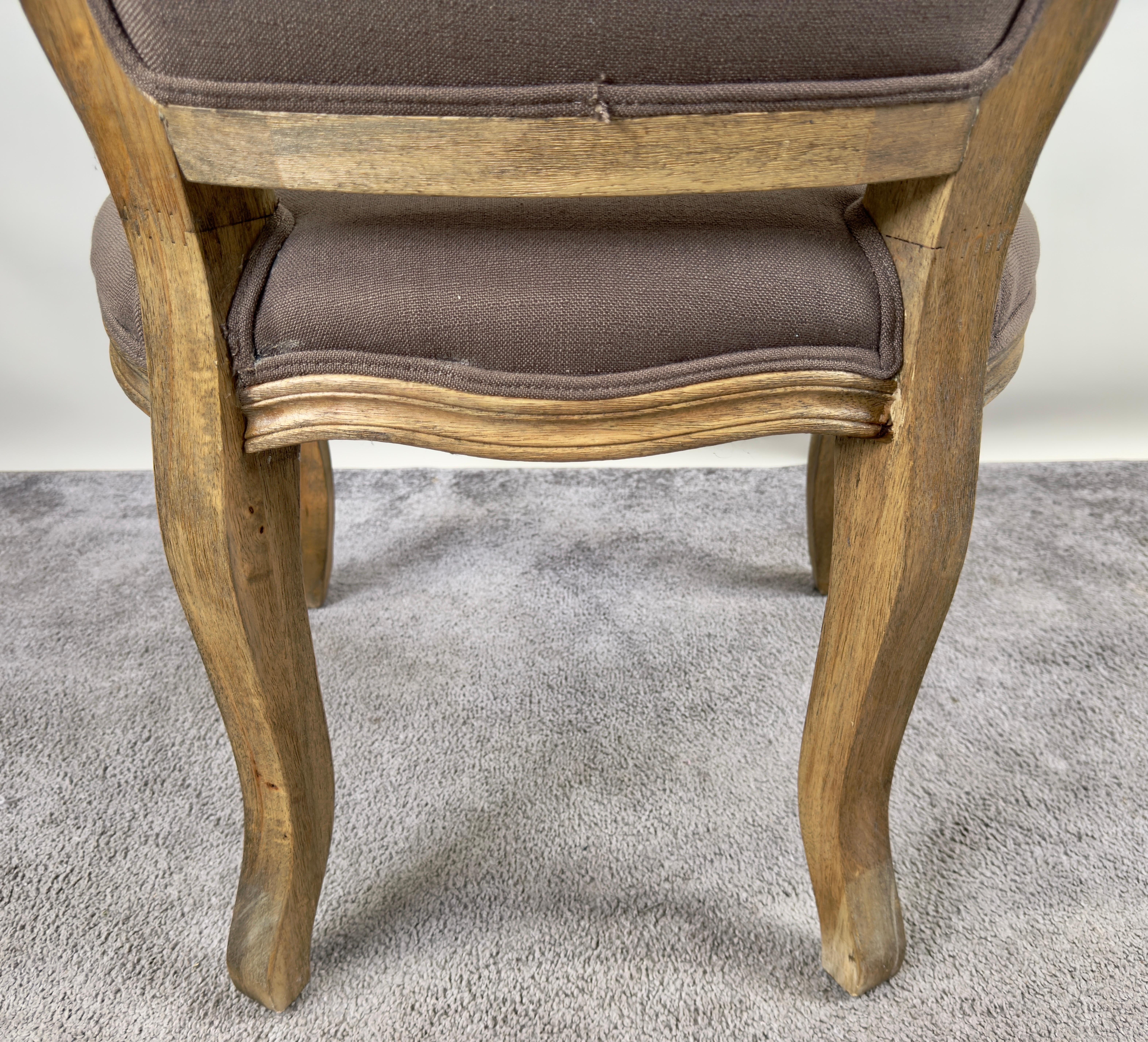 French Country Louis XV Style Lavender Grey Upholstery Bergere Chair, a Pair For Sale 9