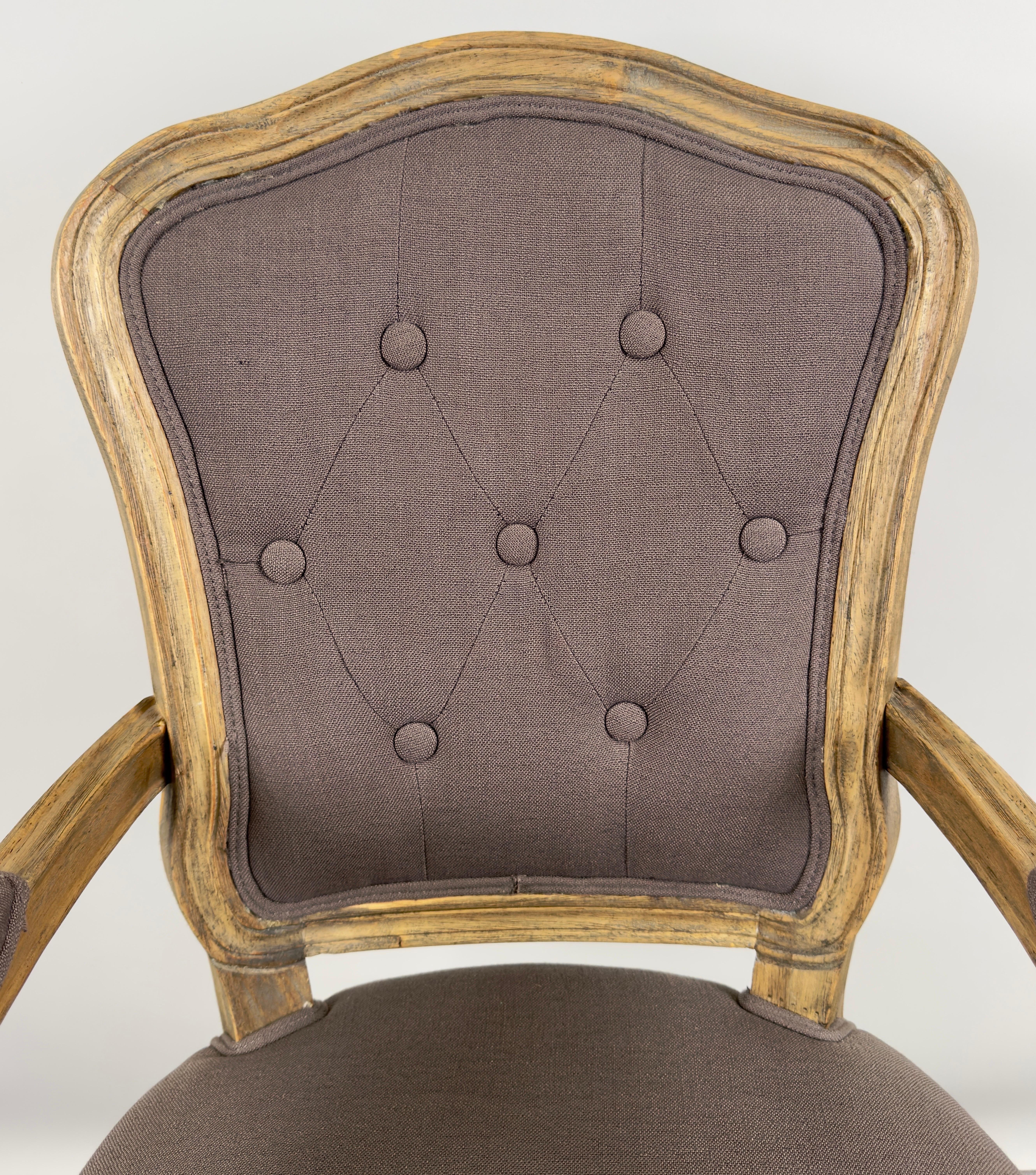 French Country Louis XV Style Lavender Grey Upholstery Bergere Chair, a Pair For Sale 3