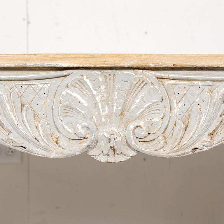 Image showcasing French Country Louis XV Style Painted Wood Table with Bleached Top at ...