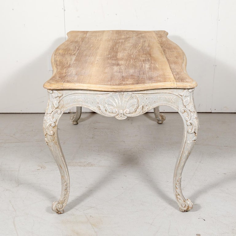 French Country Louis XV Style Painted Wood Table with Bleached Top at ...