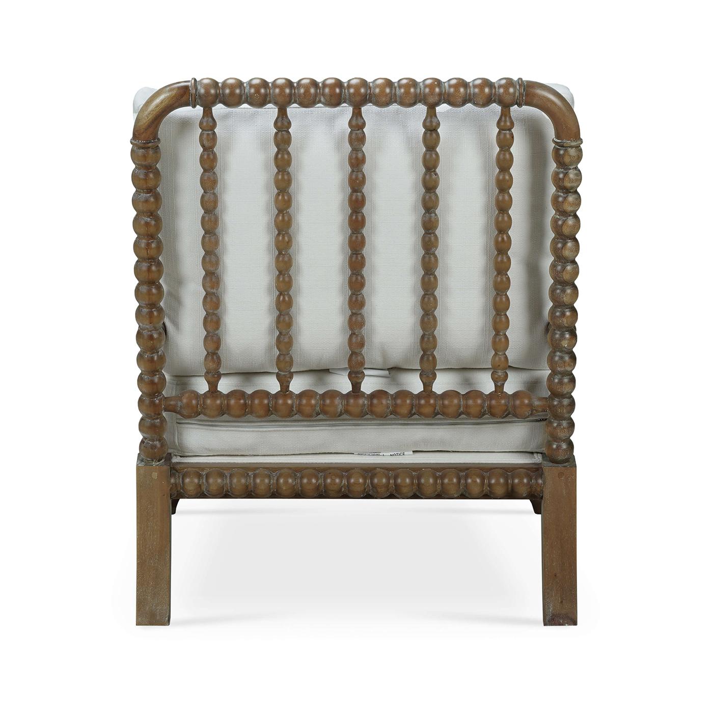 Indonesian French Country Mahogany Bobbin Armchair For Sale