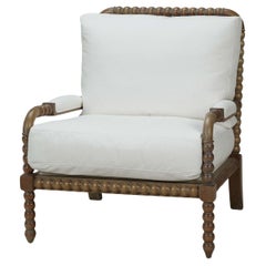 Poltrona Bobbin in mogano French Country