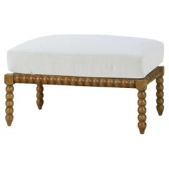French Country Mahogany Bobbin Ottoman