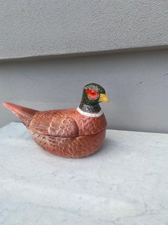 Französische Majolika-Fasanenterrine, um 1950