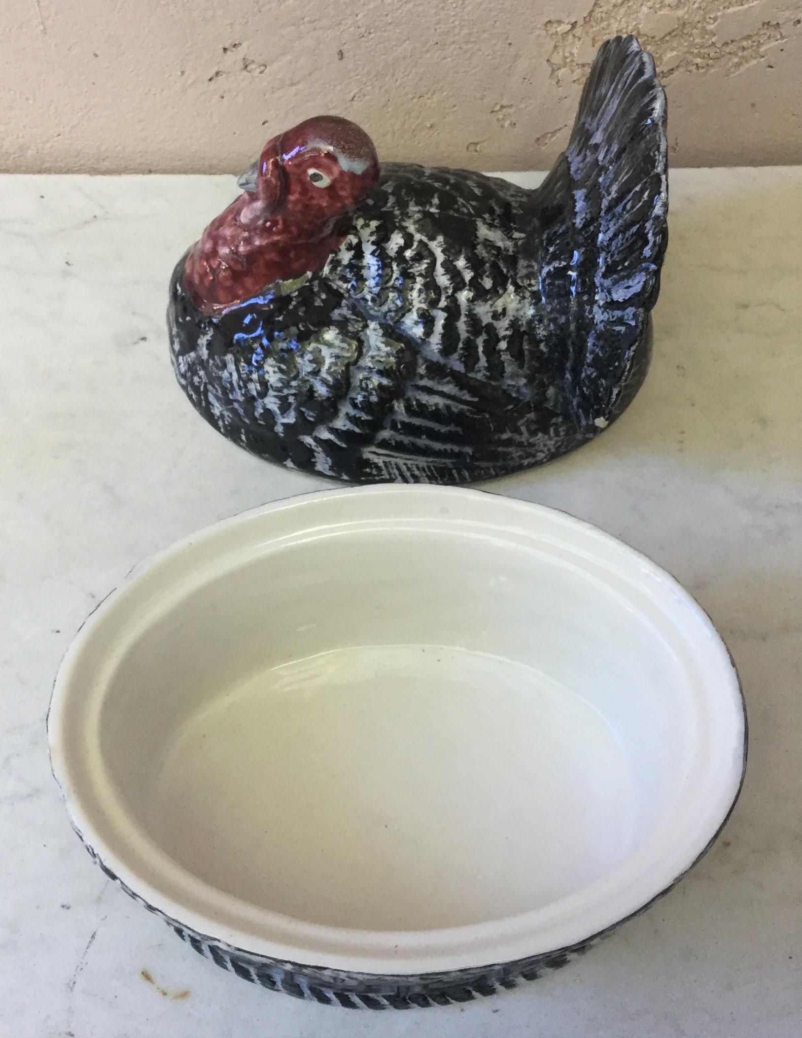 French Country Majolica Turkey Tureen, circa 1950 In Good Condition In Austin, TX