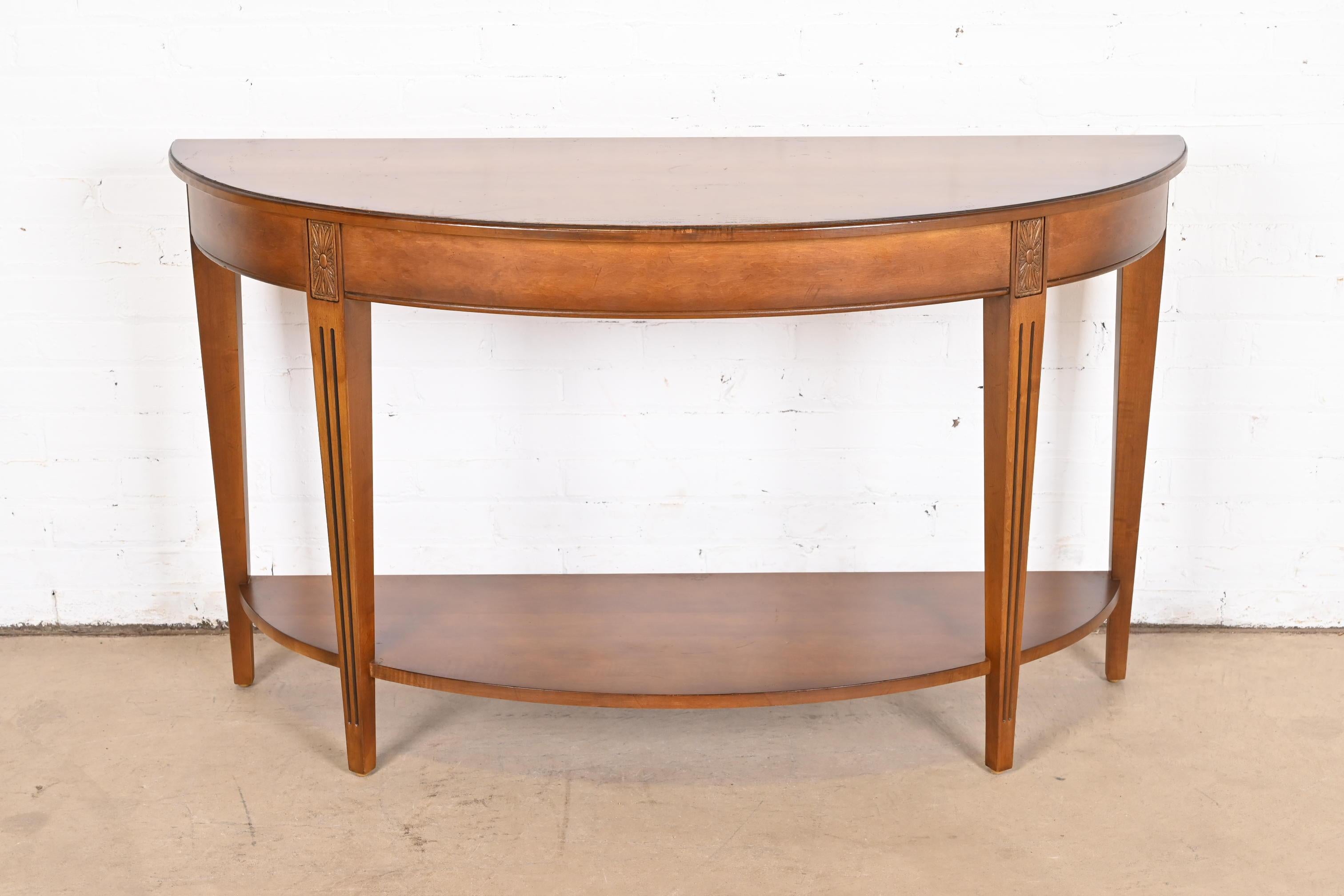 French Country Maple Demilune Console Table or Sofa Table In Good Condition For Sale In South Bend, IN