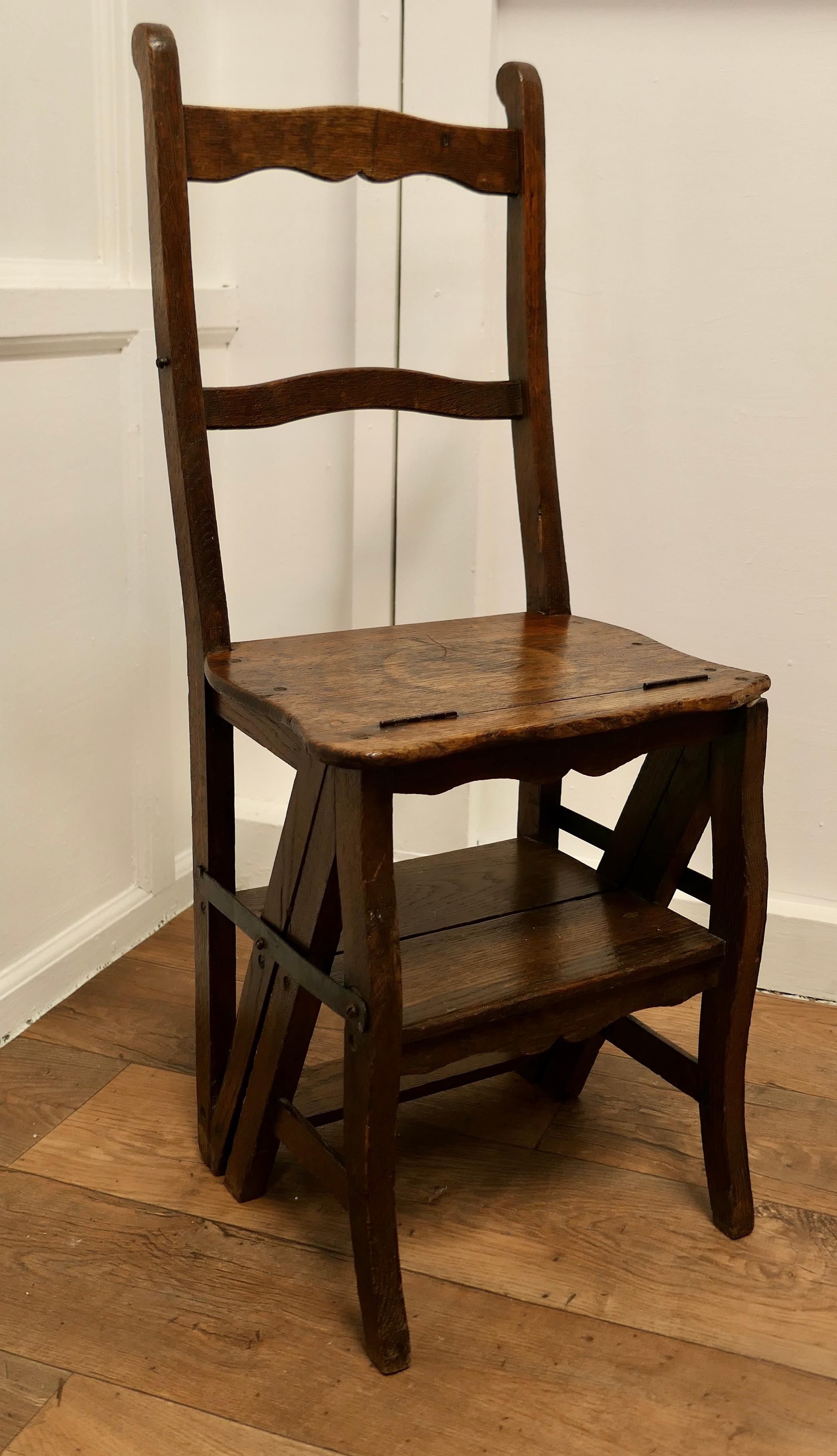 French Country Metamorphic Chair and Sturdy Ladder Steps

A very useful piece, this handy little chair can be flipped over and turned into a small 4 step ladder, originally this type of chair was used in a shop or library but it would work very