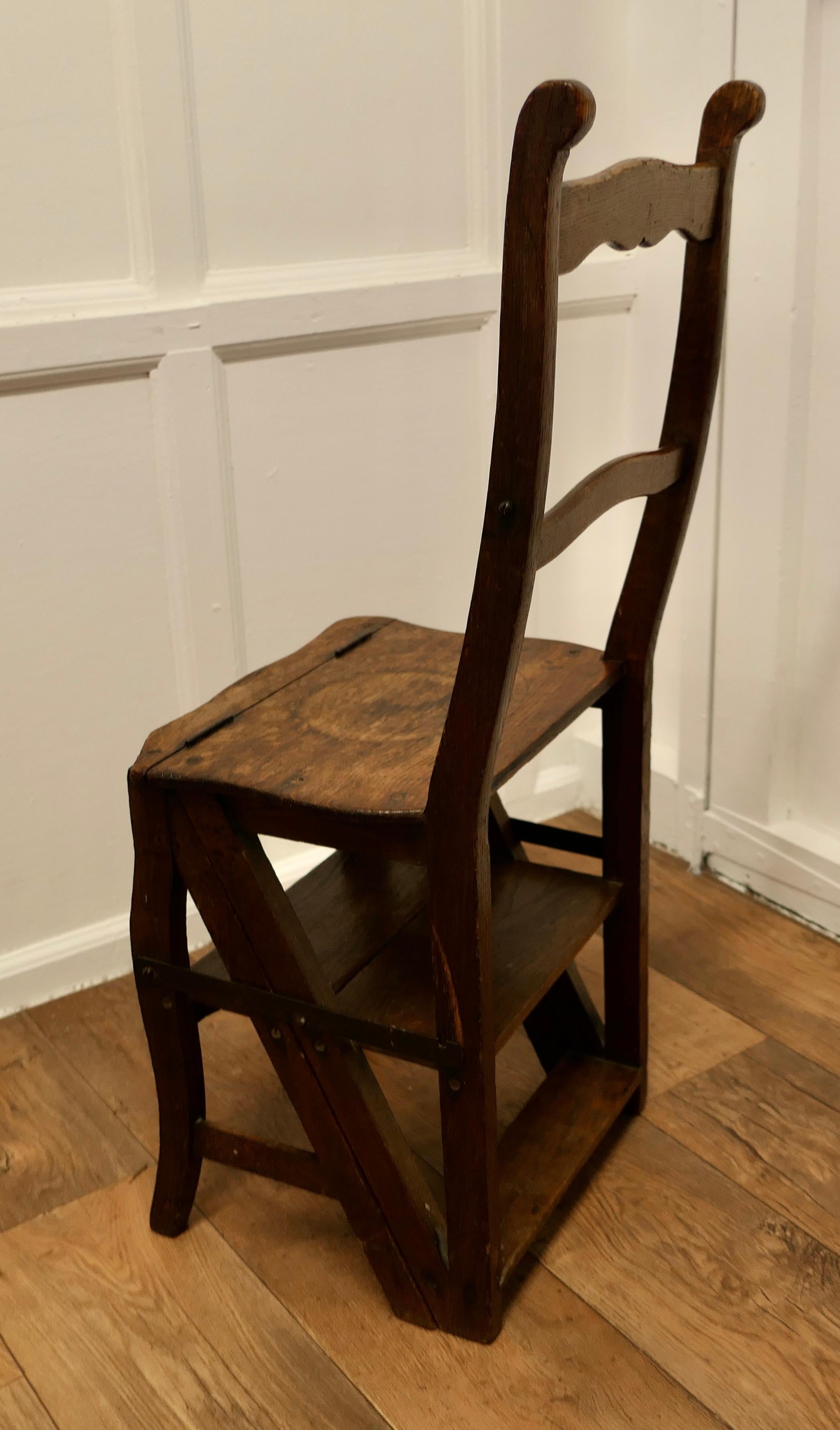 Arts and Crafts French Country Metamorphic Chair and Sturdy Ladder Steps a Very Useful Piece  For Sale