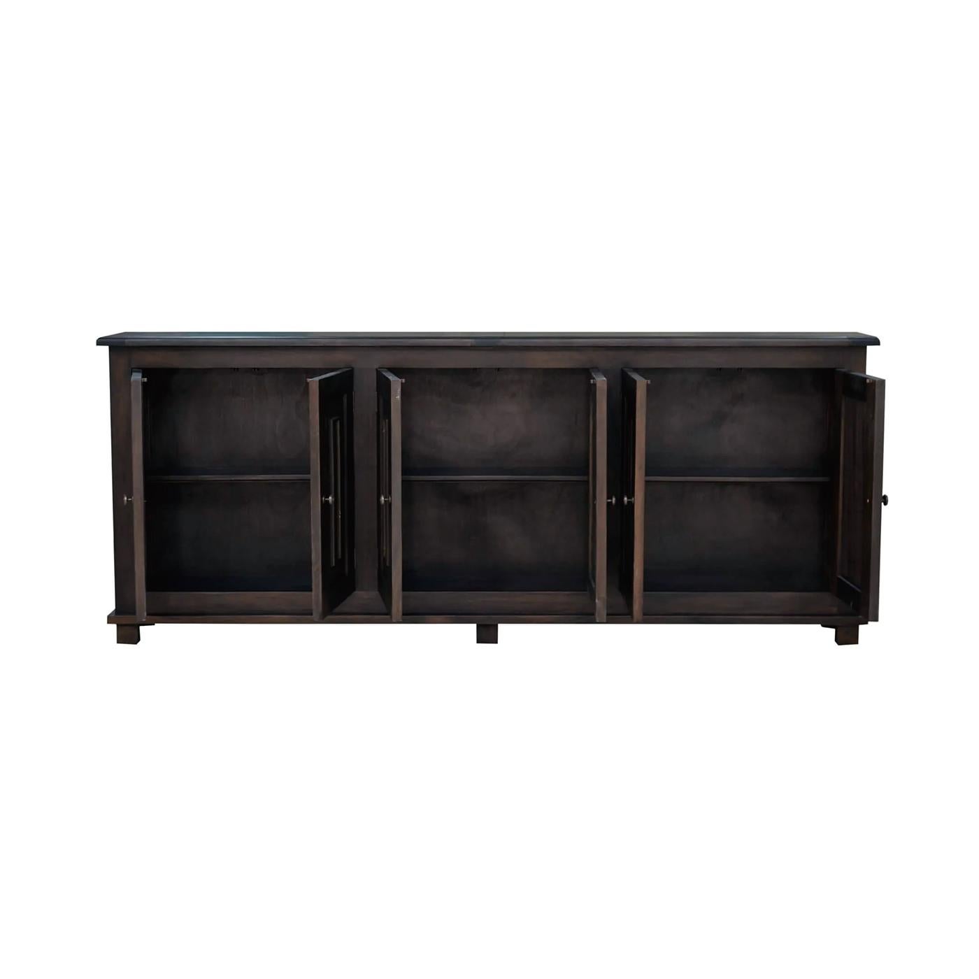 Designed with both style and functionality in mind, this sideboard offers ample storage space behind its beautifully paneled doors, making it ideal for keeping your essentials organized. The unique narrow design ensures it fits seamlessly into tight