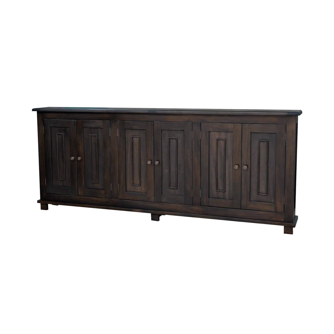 French Provincial French Country Narrow Sideboard - Walnut Finish For Sale
