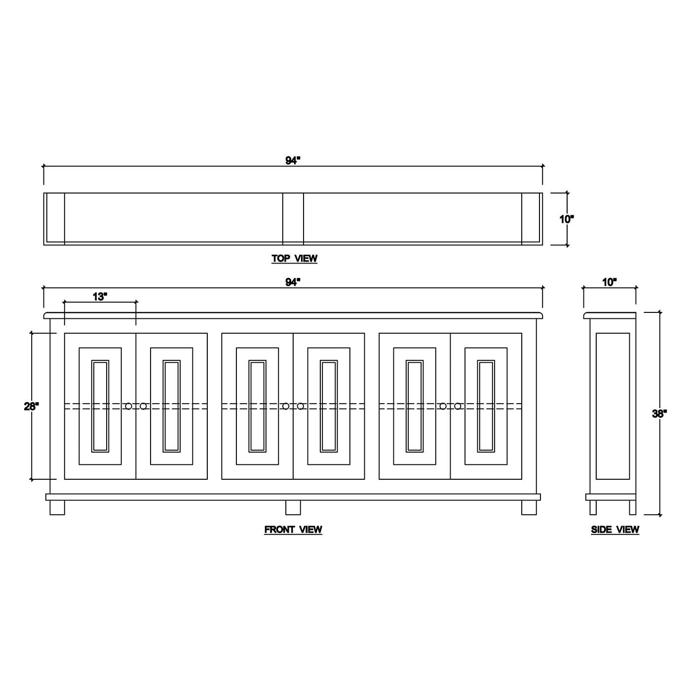 Indonesian French Country Narrow Sideboard - Walnut Finish For Sale