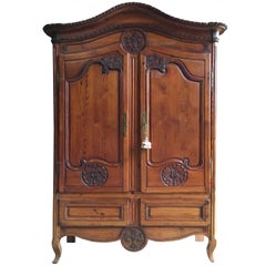 Antique French Country Normandy Pine Armoire, circa 1800