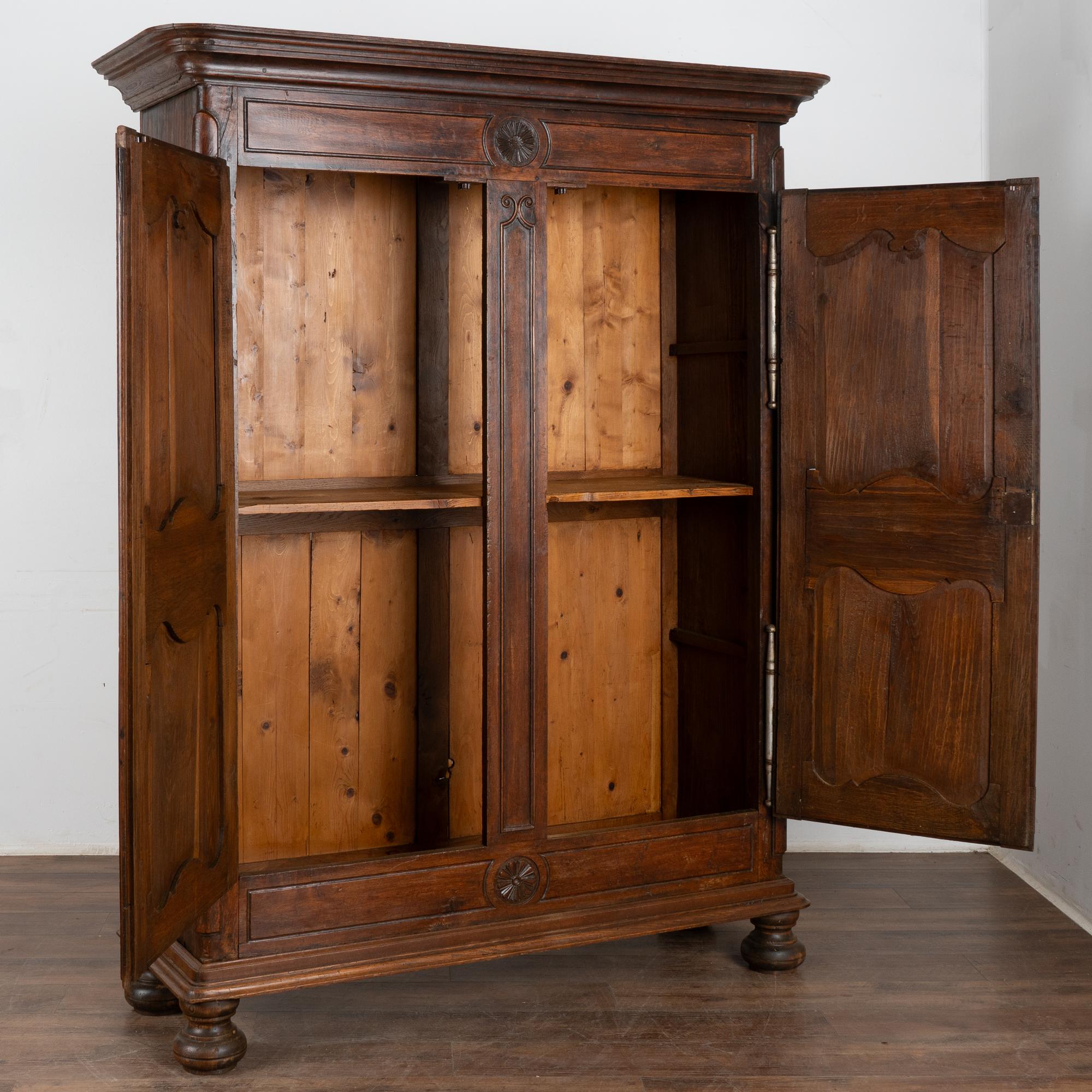 French Country Oak Armoire, circa 1800's In Good Condition In Round Top, TX