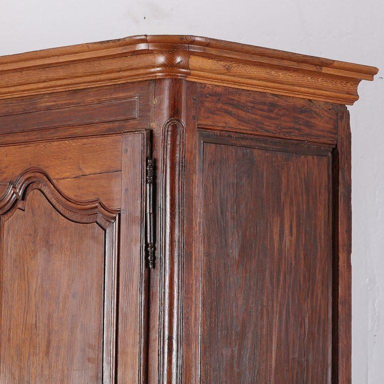 Carved French Country Oak Armoire
