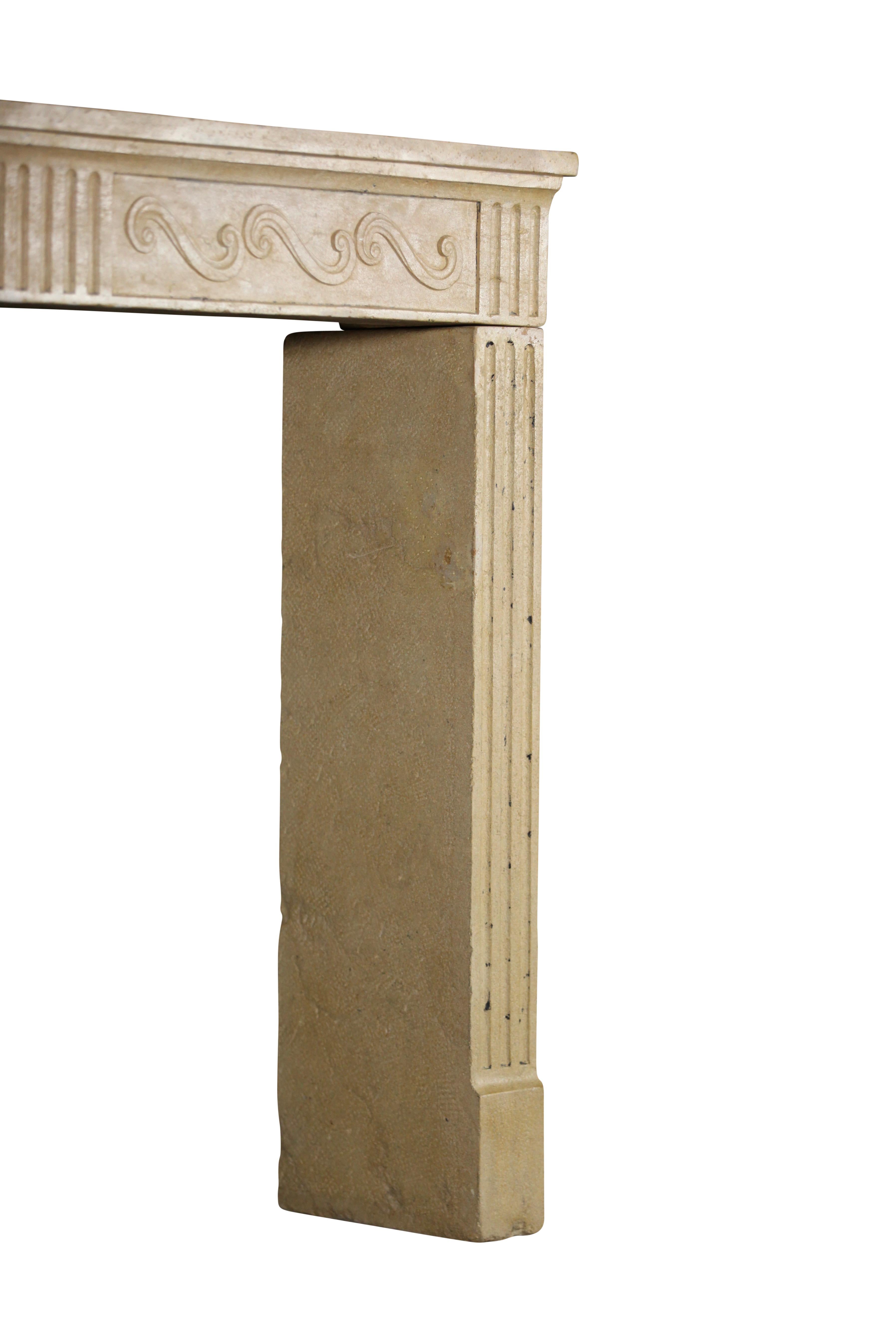 French Country Original Antique Fireplace Surround in Limestone For Sale 7