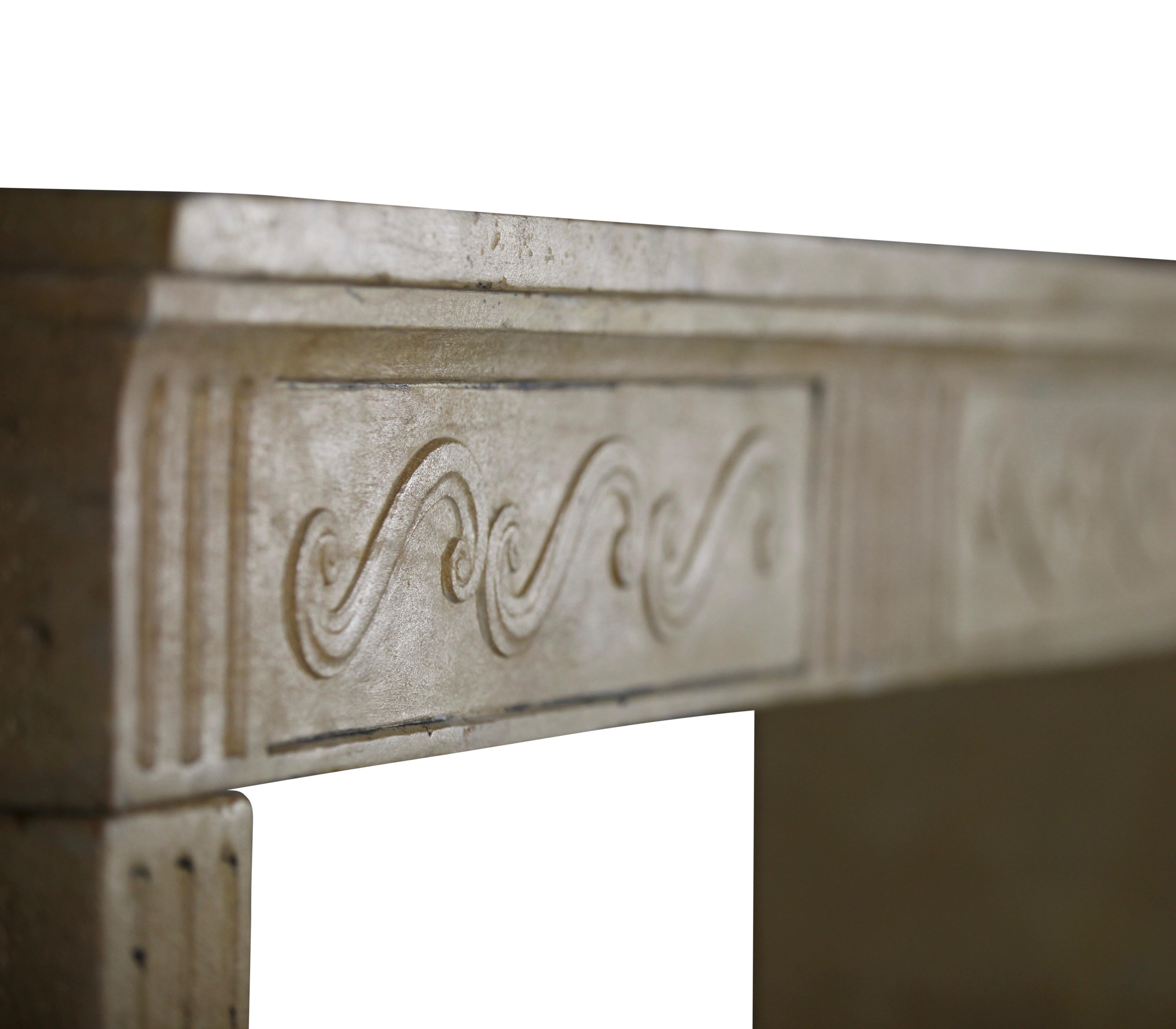 French Country Original Antique Fireplace Surround in Limestone For Sale 10