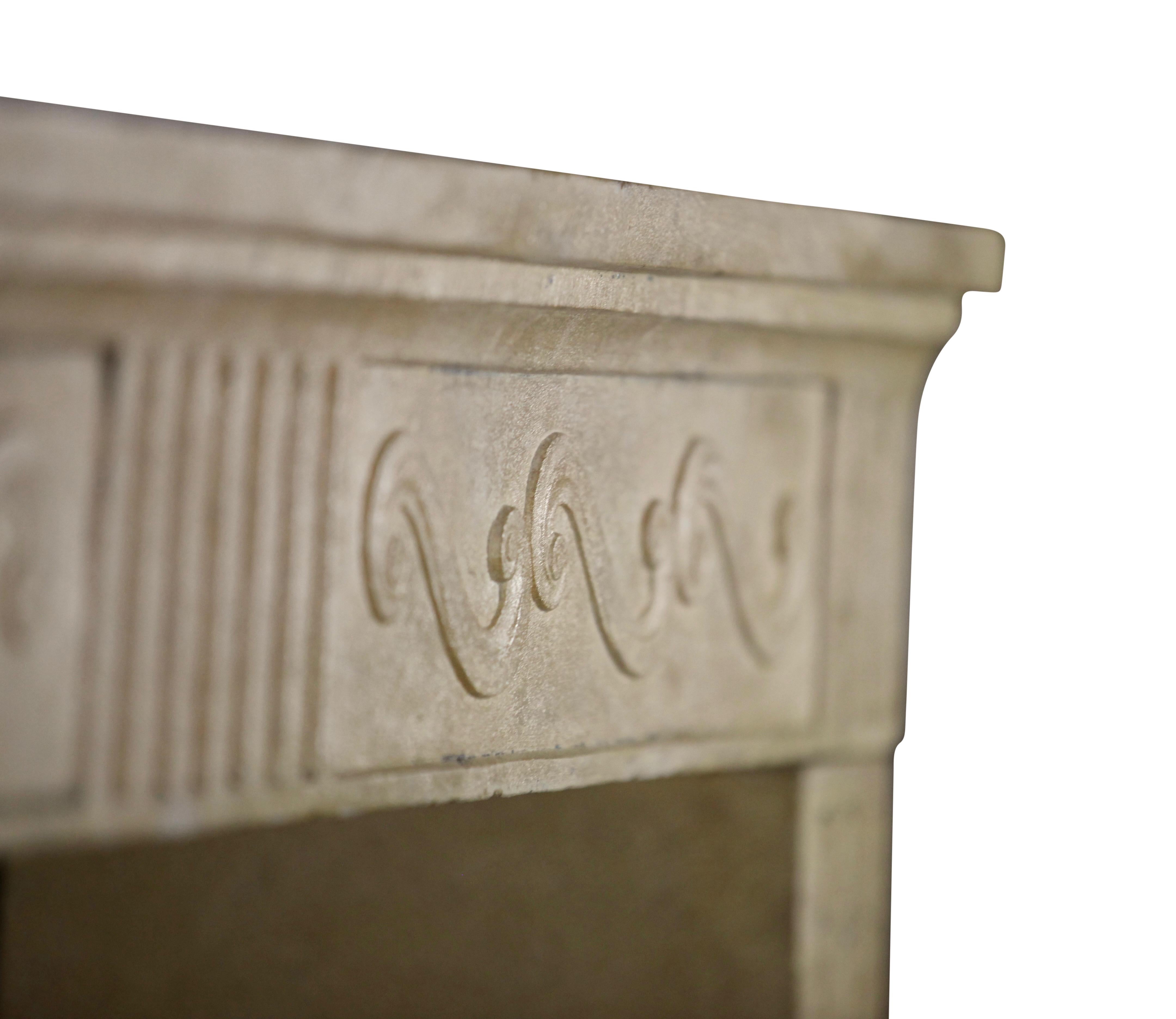 French Country Original Antique Fireplace Surround in Limestone For Sale 11