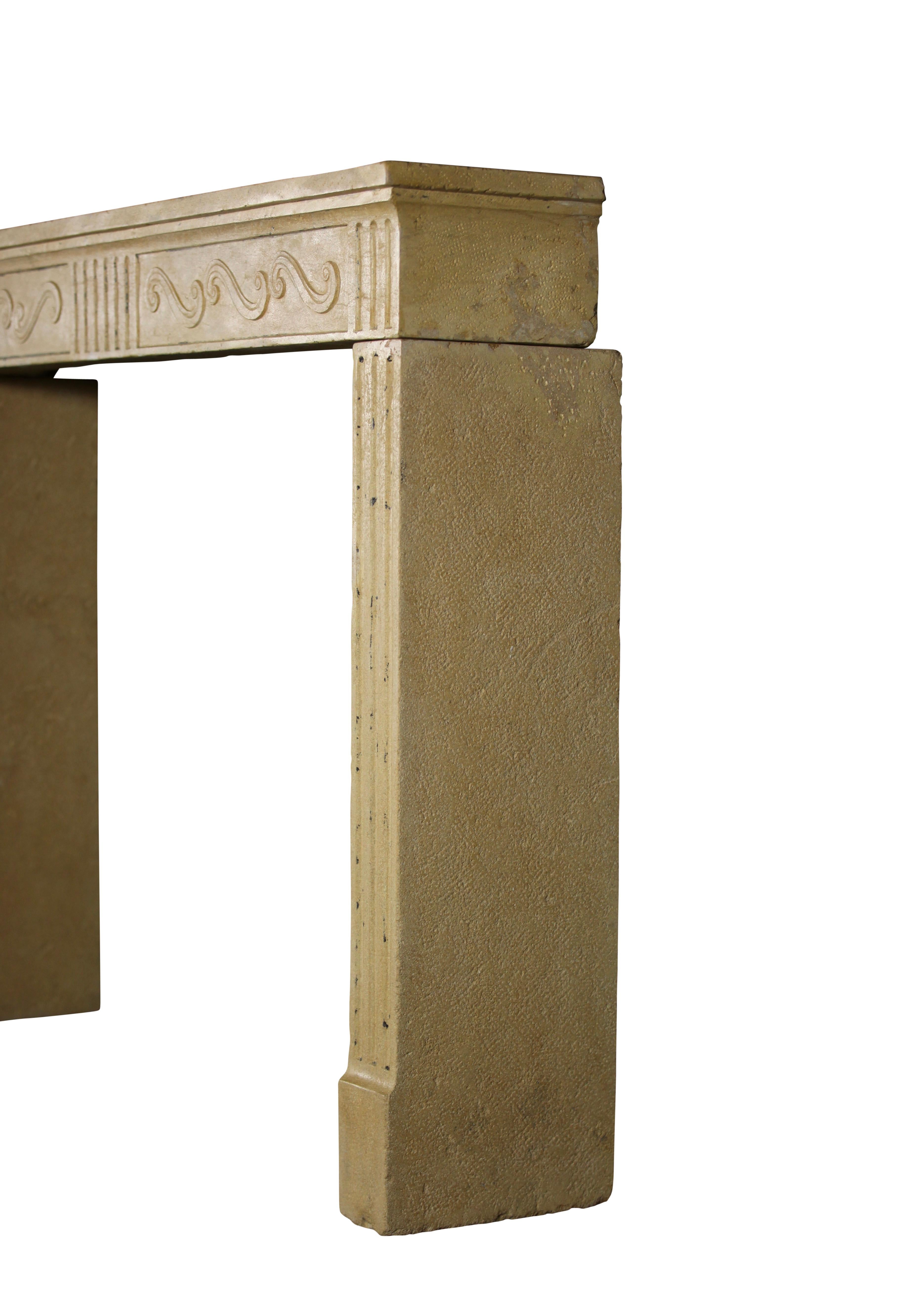 French Country Original Antique Fireplace Surround in Limestone For Sale 2