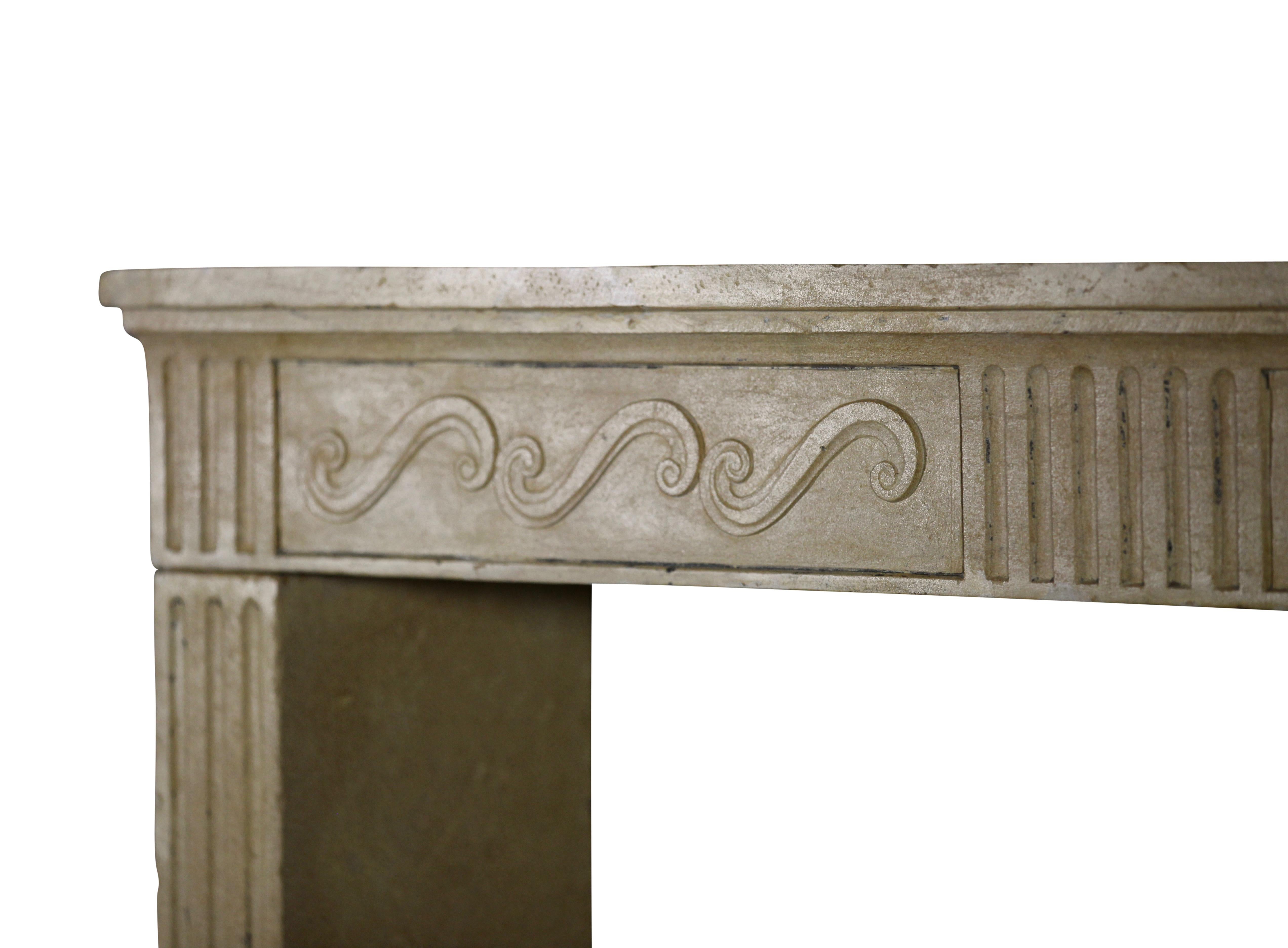 French Country Original Antique Fireplace Surround in Limestone For Sale 3