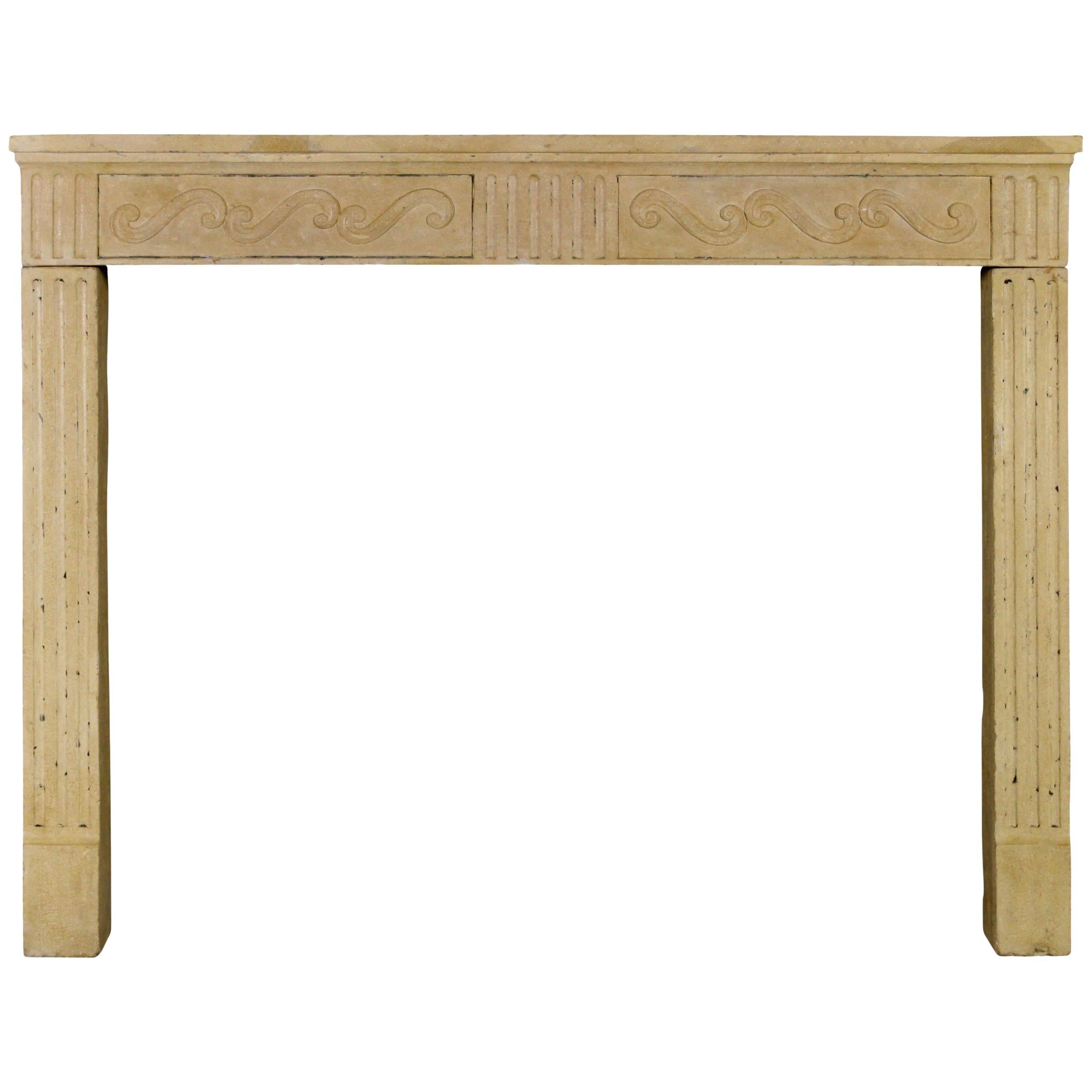 French Country Original Antique Fireplace Surround in Limestone For Sale