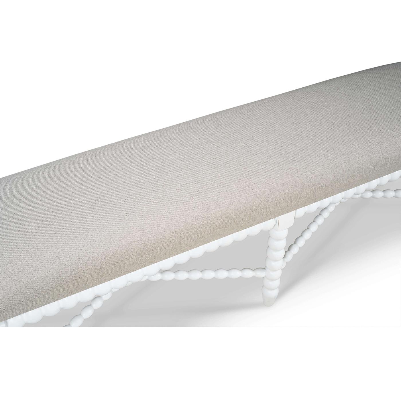 Contemporary French Country Painted Bench - White For Sale