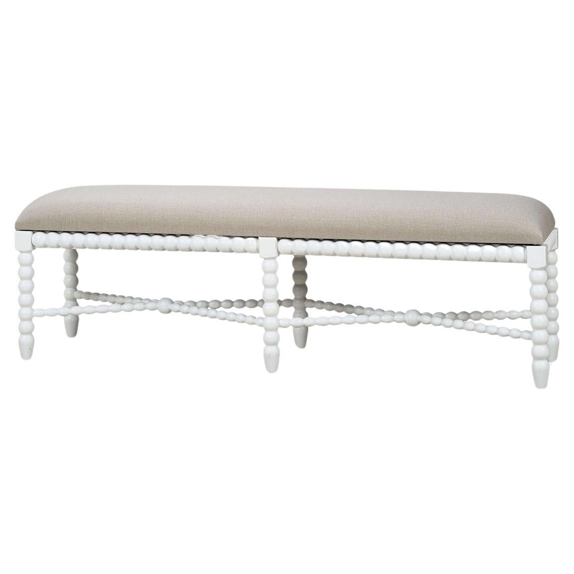 French Country Painted Bench - White For Sale