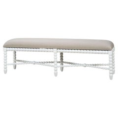 French Country Painted Bench - White