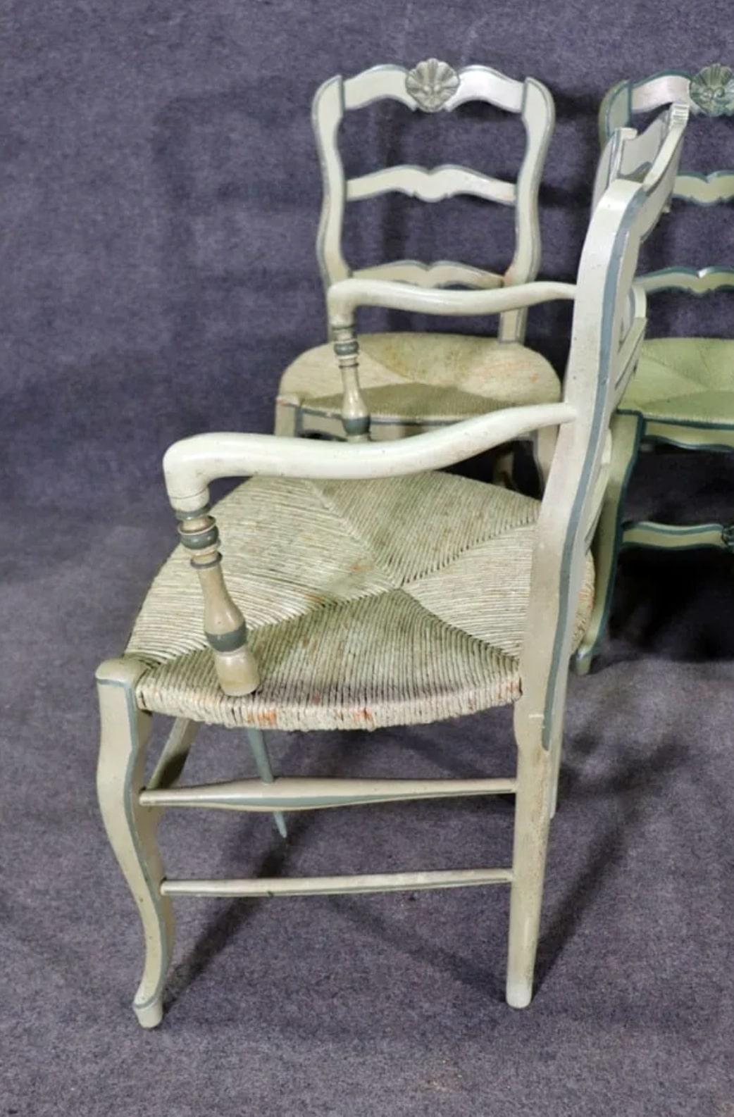 Rush French Country Painted Dining Chairs For Sale