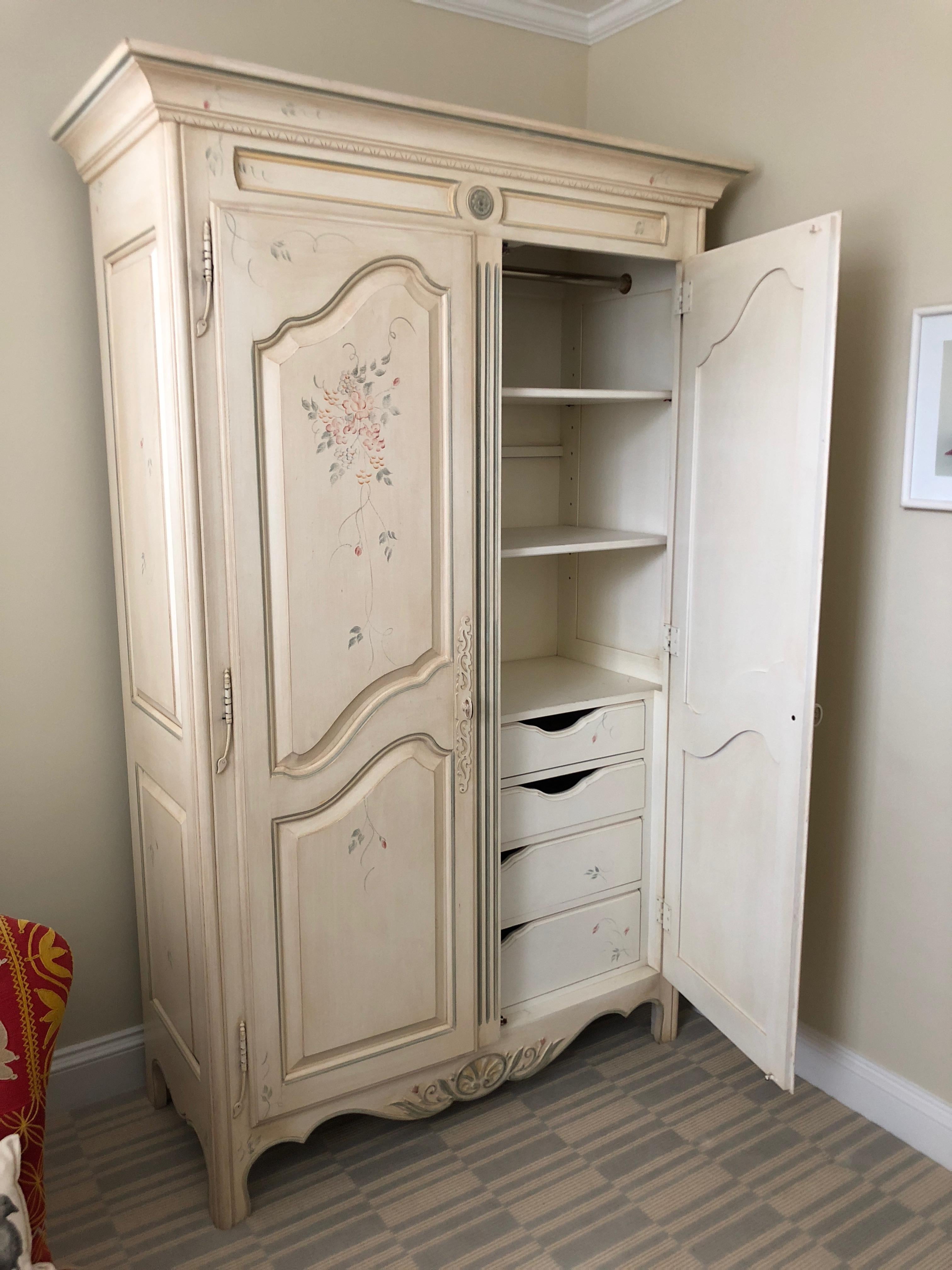 French Country Painted Wardrobe Armoire by Ethan Allen 5