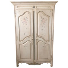 French Country Painted Wardrobe Armoire by Ethan Allen