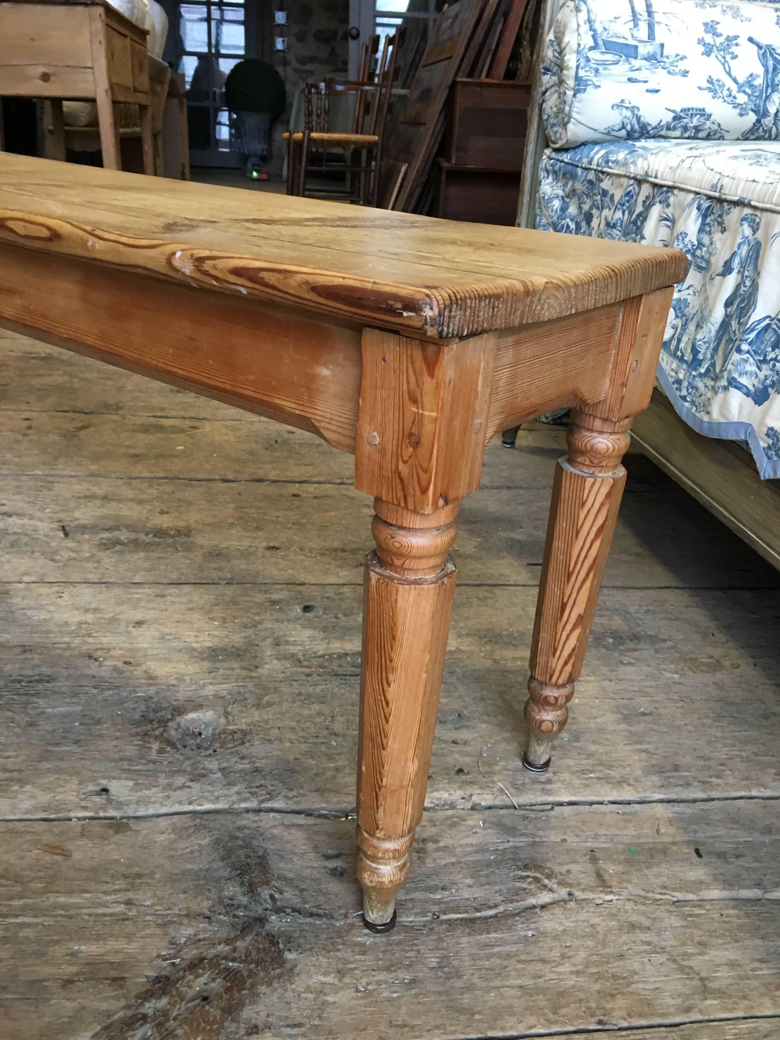 French Country Pine Bench, 19th Century 1