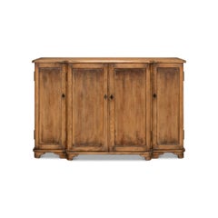 French Country Pine Breakfront Credenza
