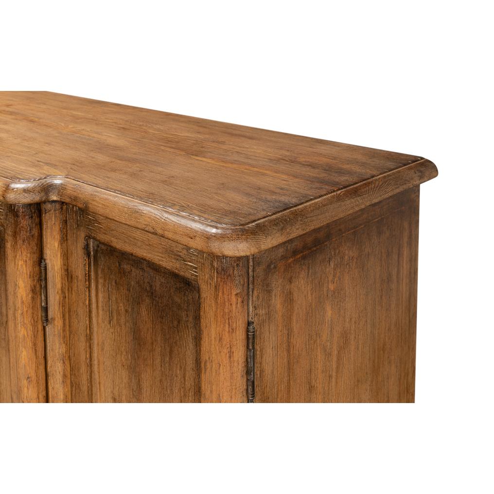 Contemporary French Country Pine Breakfront Credenza For Sale