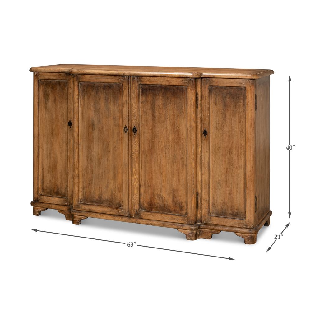 French Country Pine Breakfront Credenza For Sale 2