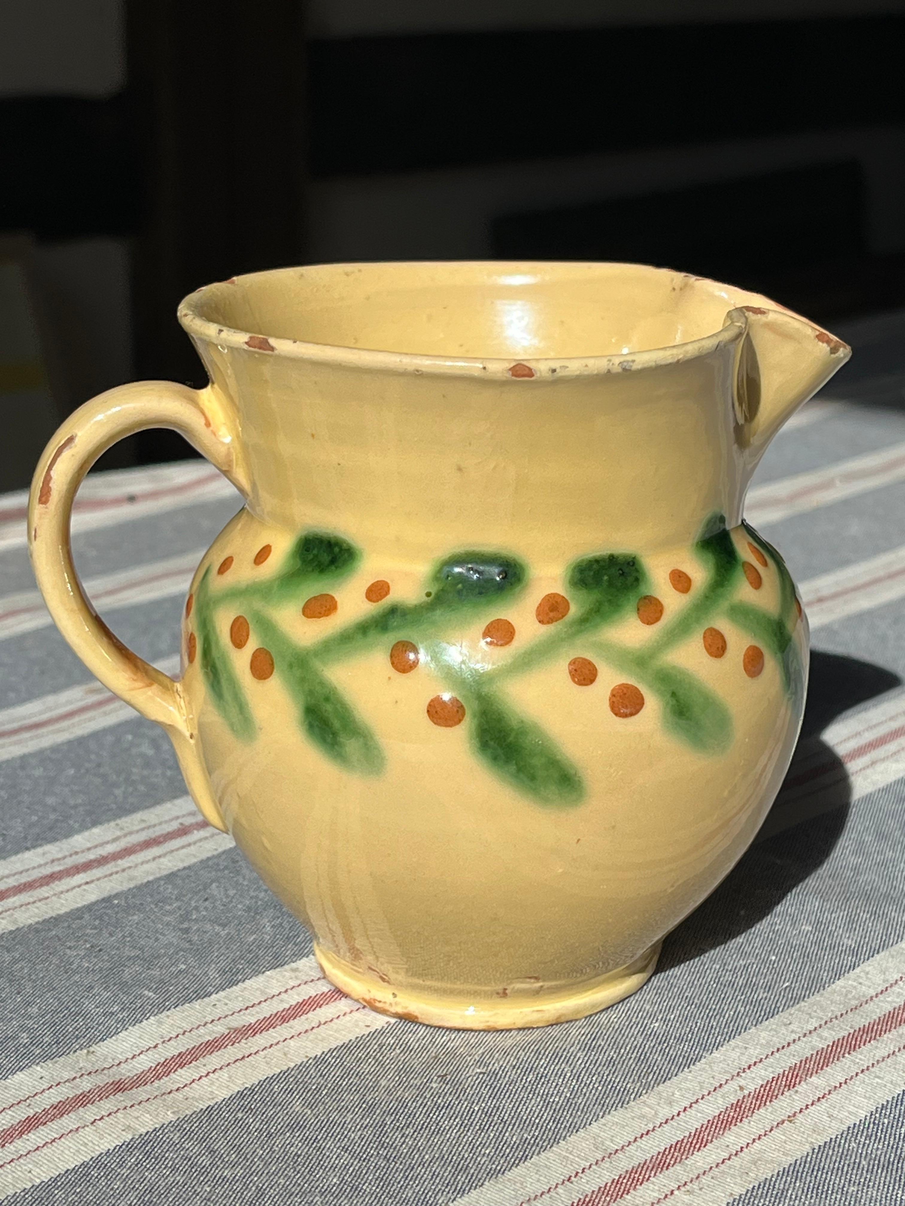 Glazed French Country Pitcher, Jaspe