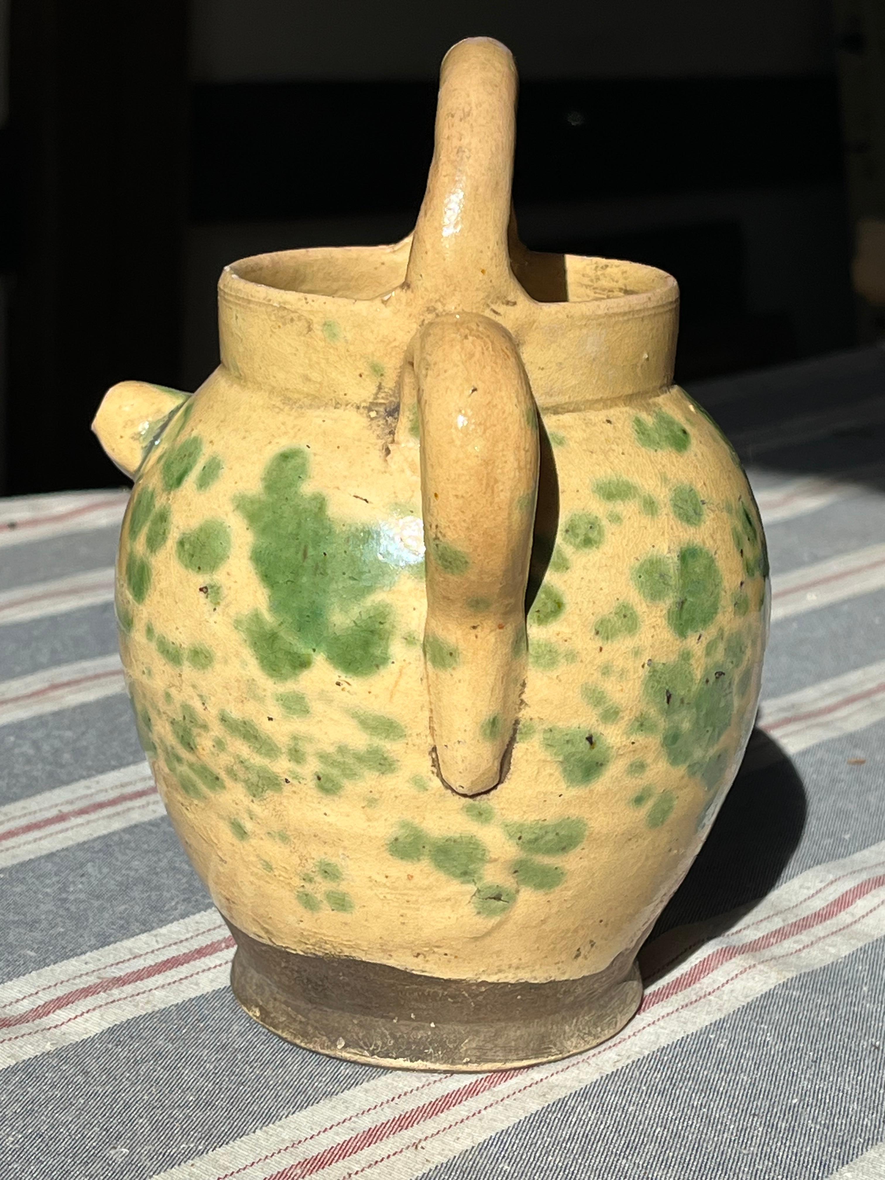 Glazed French Country Pitcher, Jaspe