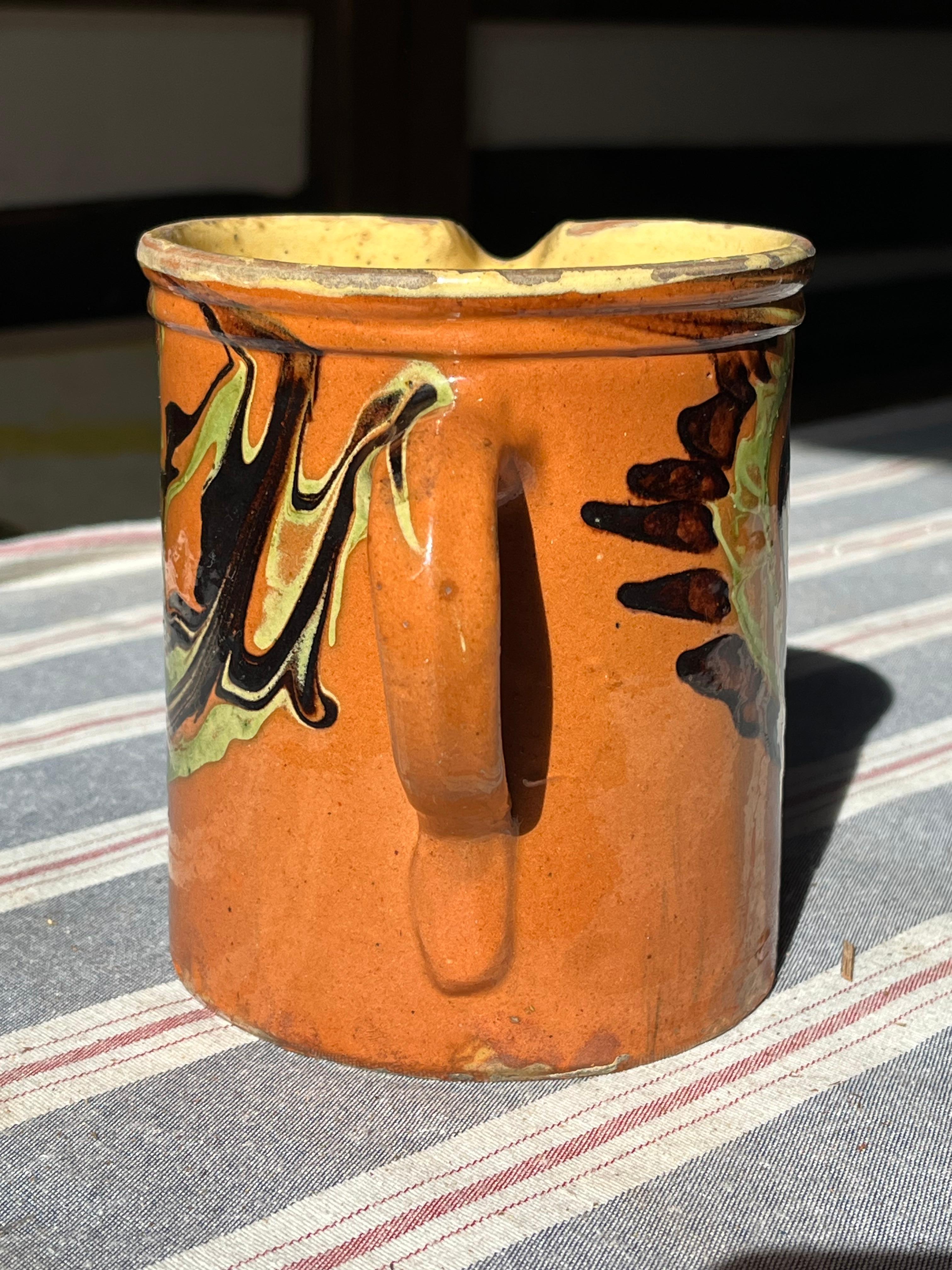 French Country Pitcher, Jaspe In Good Condition In Doylestown, PA