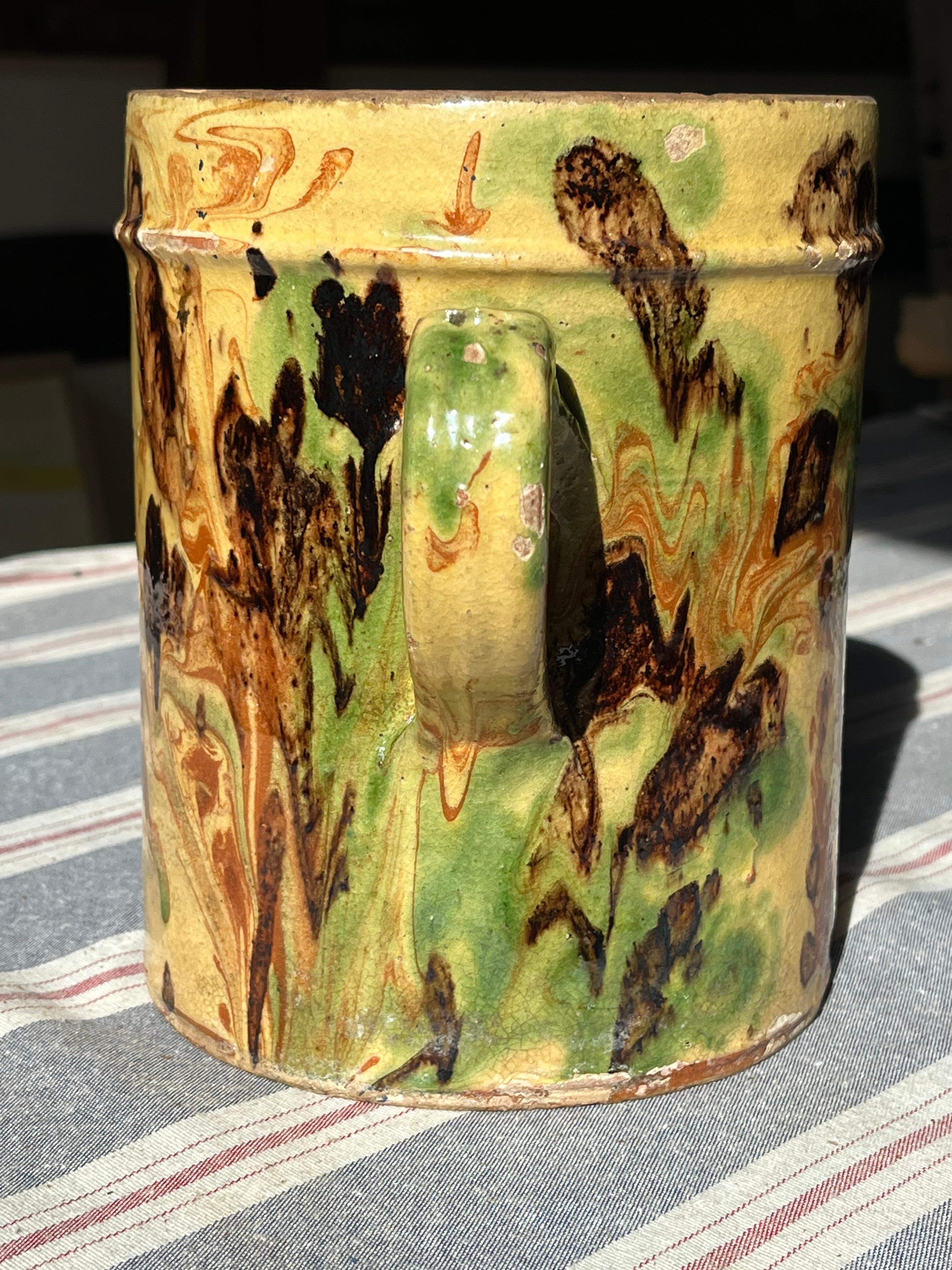French Country Pitcher, Jaspe In Good Condition In Doylestown, PA