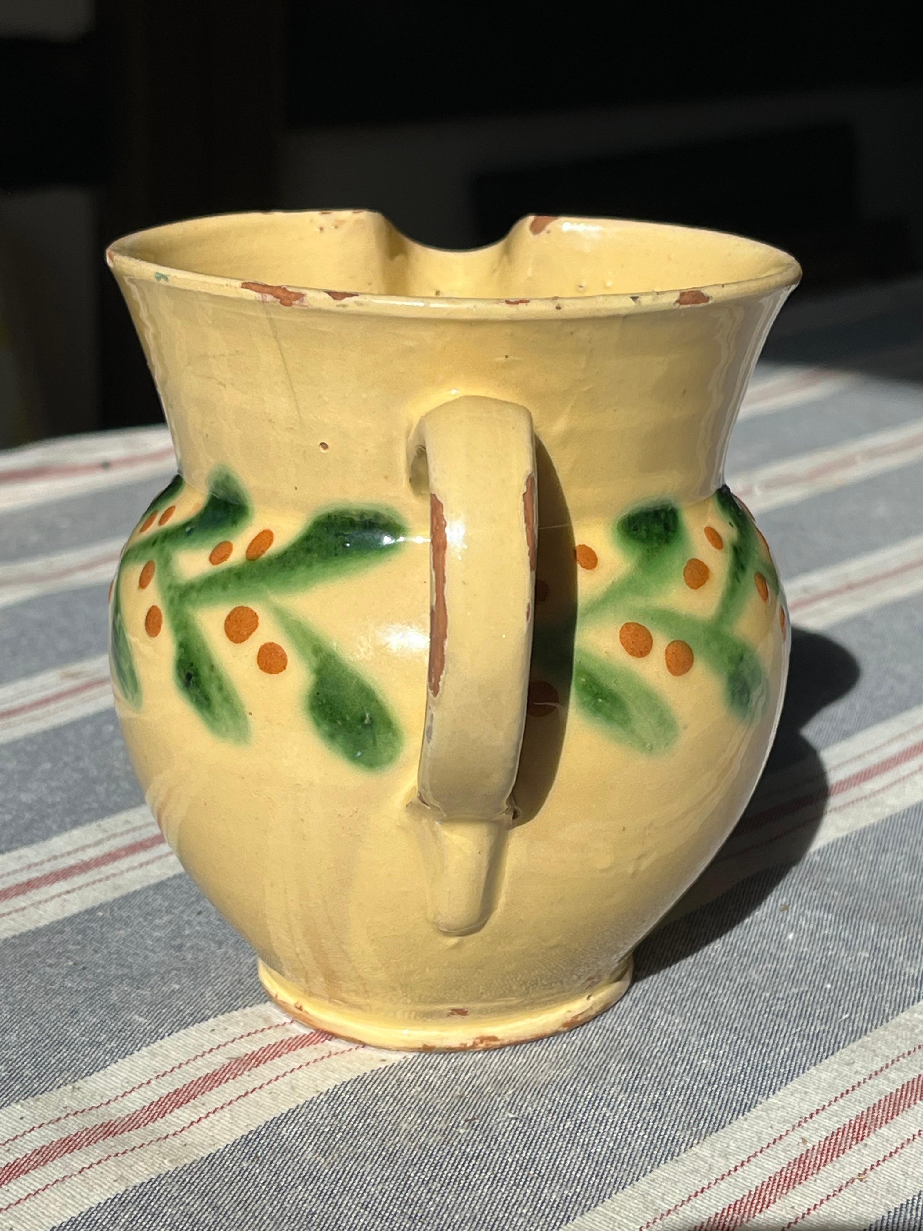 French Country Pitcher, Jaspe In Good Condition In Doylestown, PA