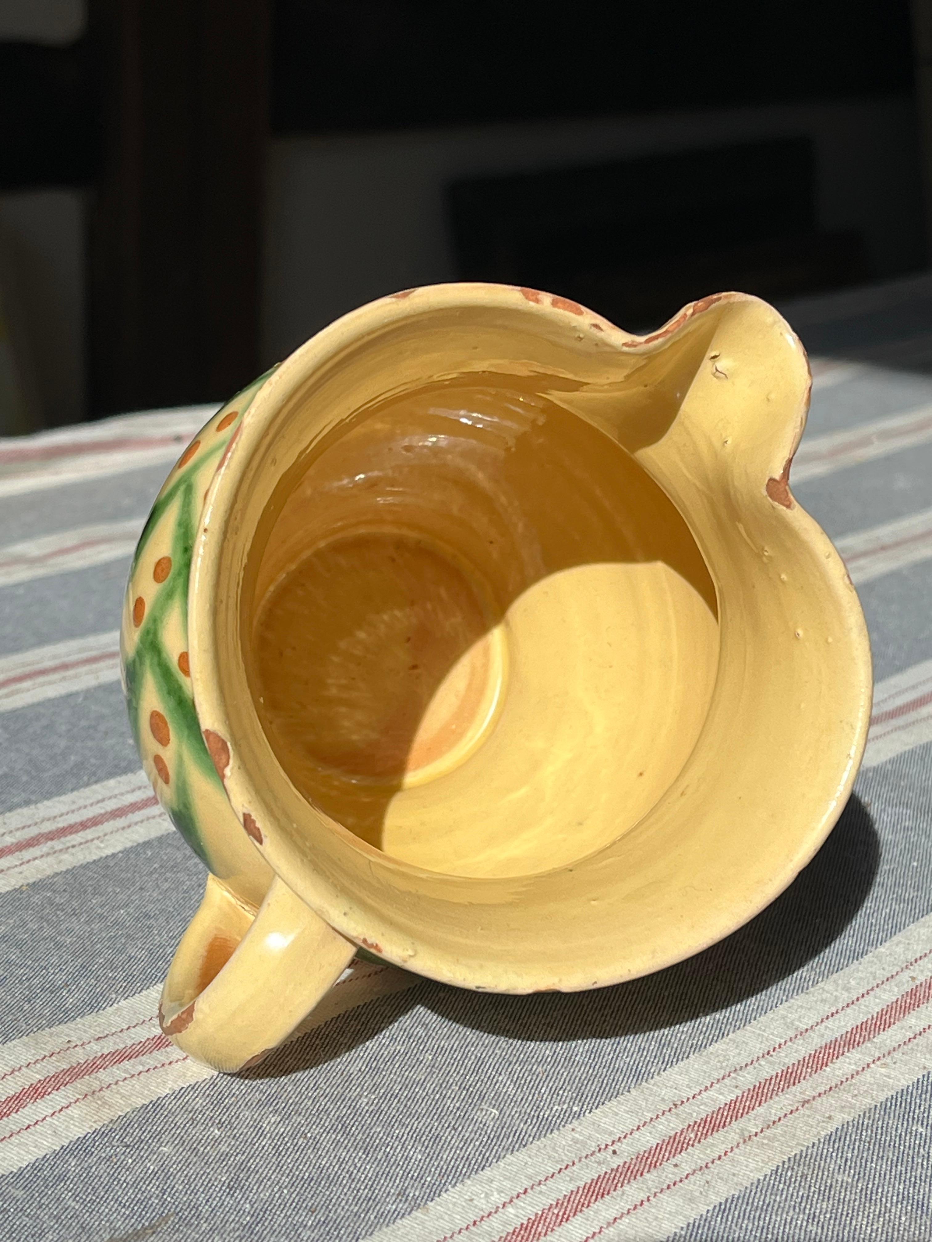 Pottery French Country Pitcher, Jaspe