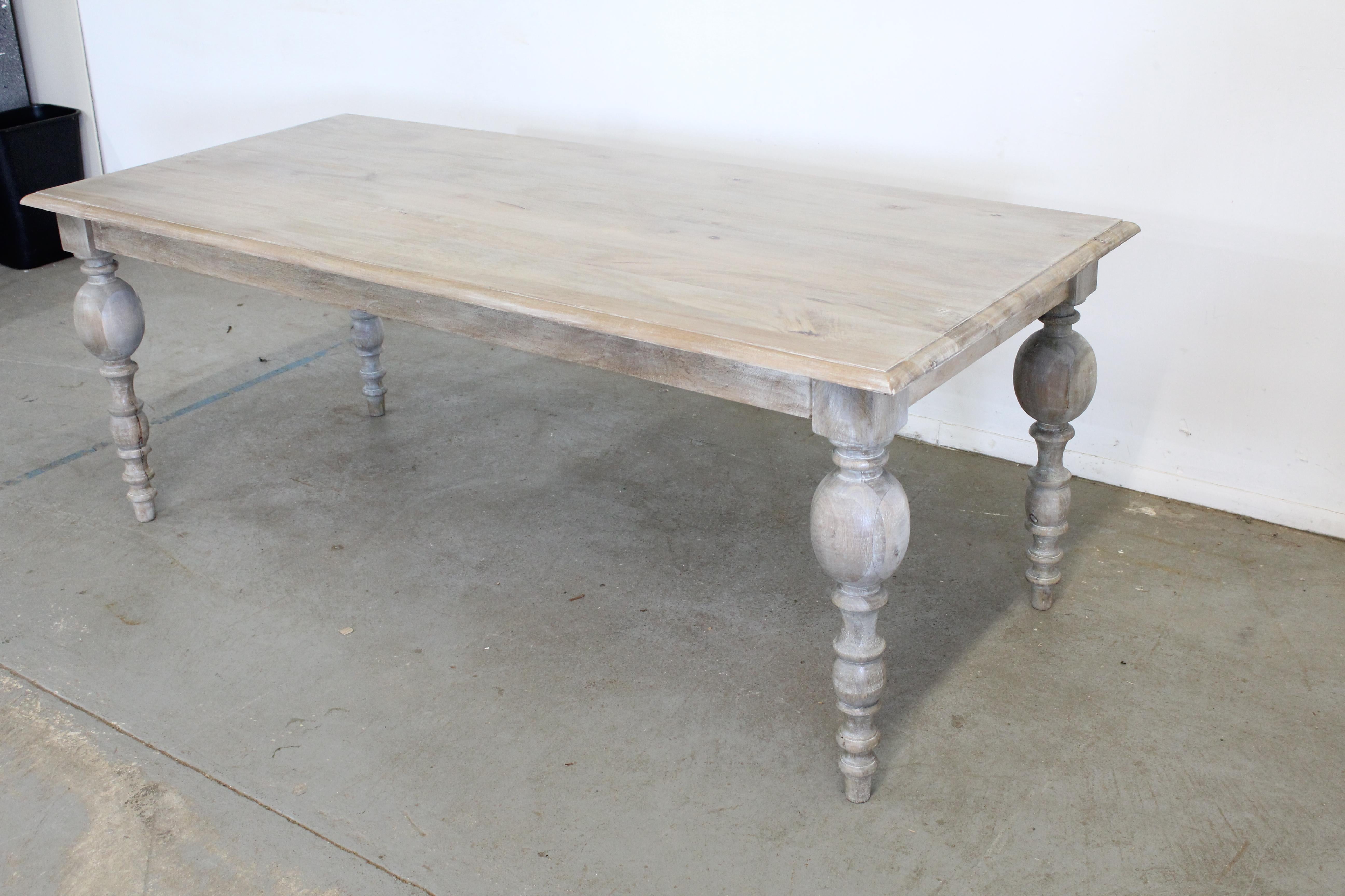Table de salle à manger de ferme gris rustique de style campagnard français de 203 cm en vente 2