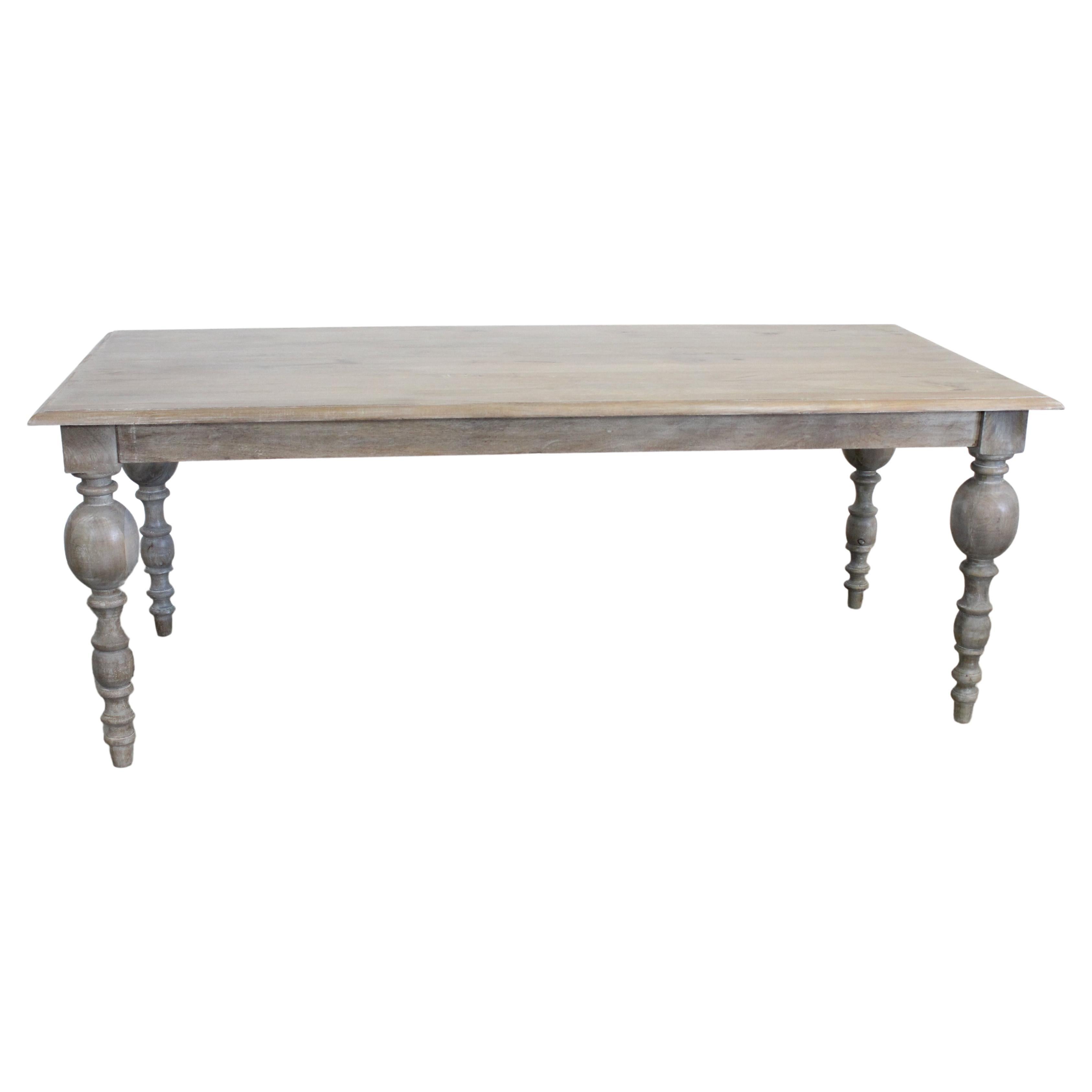 French Country Rustic Gray 80" Farm Dining Table For Sale