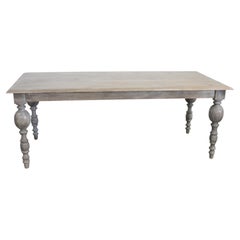 French Country Rustic Gray 80" Farm Dining Table