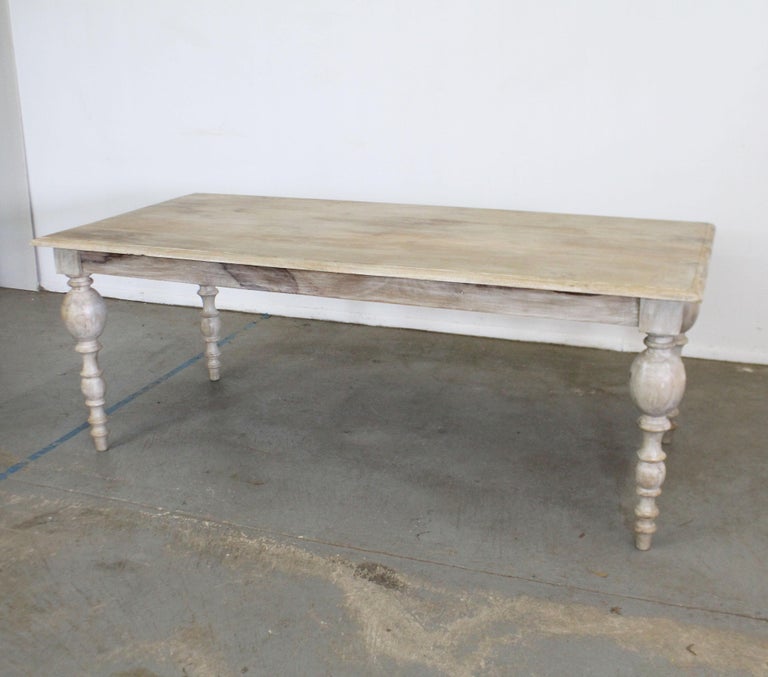 French Country Primitive Rustic Natural Gray Farm Dining Table at 1stDibs
