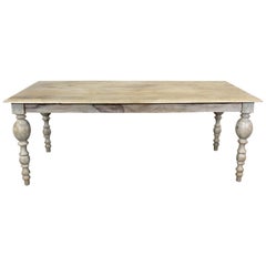 French Country Primitive Rustic Natural Gray Farm Dining Table