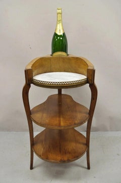 French Country Provincial Biedermeier Cherry Marble Side Table Ice Bucket Holder