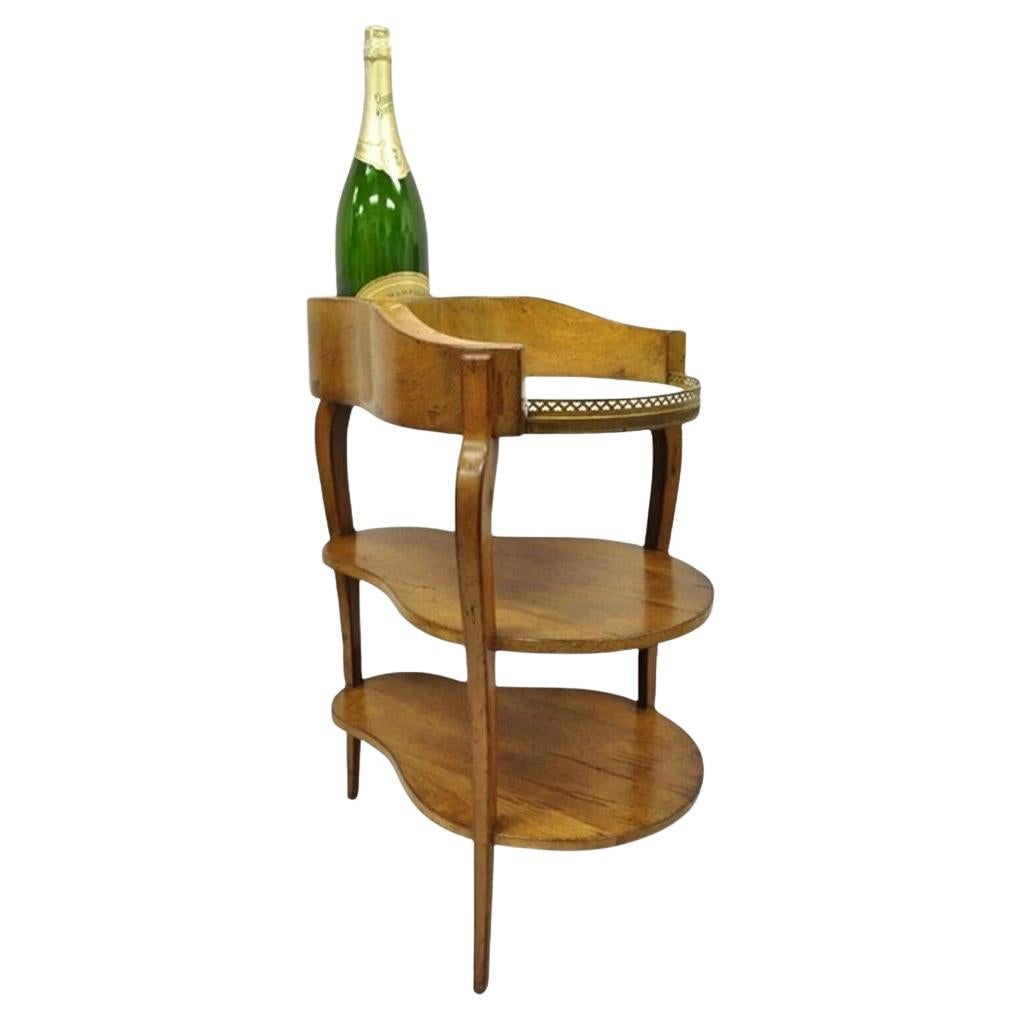 French Country Provincial Biedermeier Cherry Marble Side Table Ice Bucket Holder en vente